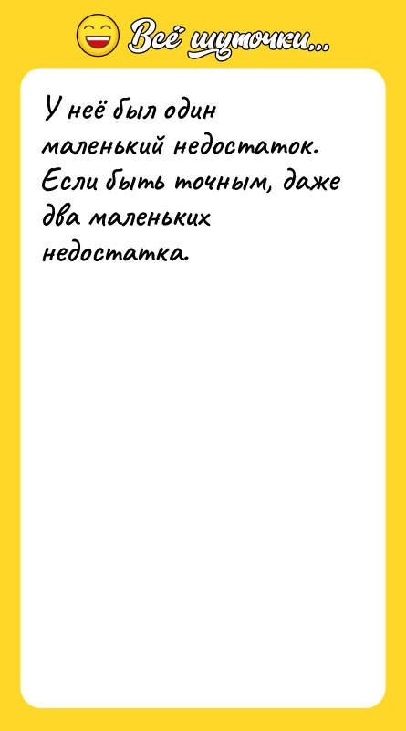 У неё был один маленький недостаток. Если быть точным, даже