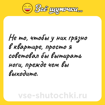 Шутка: Не то, чтобы у них грязно в квартире, просто я советовал бы вытирать ноги, прежде чем вы выходите.