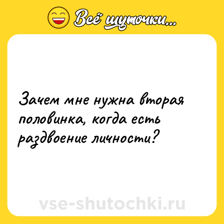 Шутка: Зачем мне нужна вторая половинка, когда есть раздвоение личности?