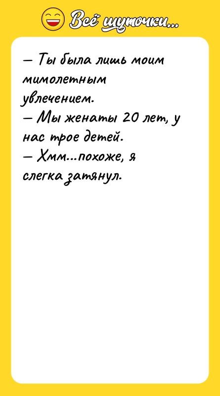 — Ты была лишь моим мимолетным увлечением. — Мы женаты