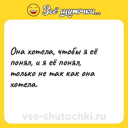Шутка: Она хотела, чтобы я её понял, и я её понял, только не так как она хотела.