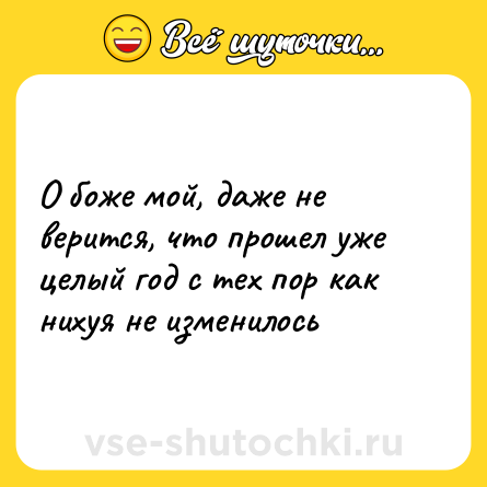Шутка: О боже мой, даже не верится, что прошел уже целый год с тех пор как нихуя не изменилось