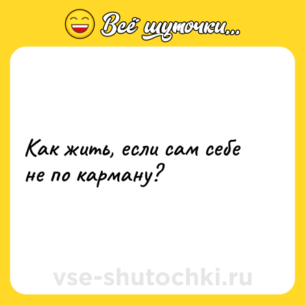 Шутка: Как жить, если сам себе не по карману?