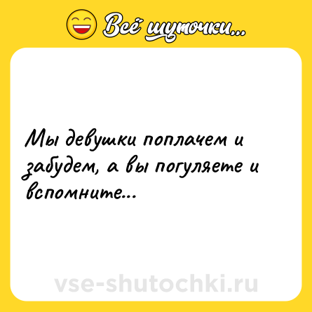Шутка: Мы девушки поплачем и забудем, а вы погуляете и вспомните...