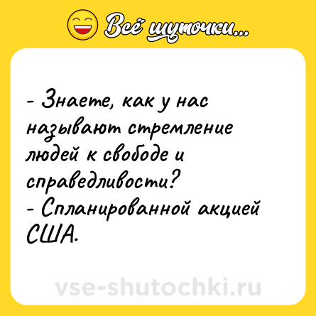 Шутка: - Знаете, как у нас называют стремление людей к свободе и справедливости? <br>- Спланированной акцией США.
