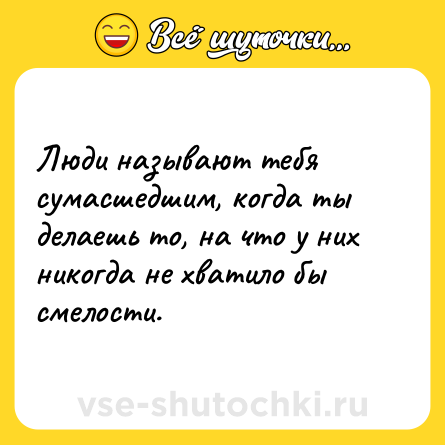 Шутка: Люди называют тебя сумасшедшим, когда ты делаешь то, на что у них никогда не хватило бы смелости.