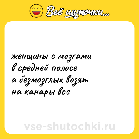Шутка: женщины с мозгами <br>в средней полосе <br>а безмозглых возят <br>на канары все