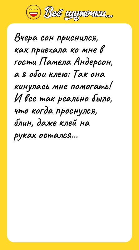 Вчера сон приснился, как приехала ко мне в гости Памела