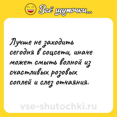 Шутка: Лучше не заходить сегодня в соцсети, иначе может смыть волной из счастливых розовых соплей и слез отчаяния.