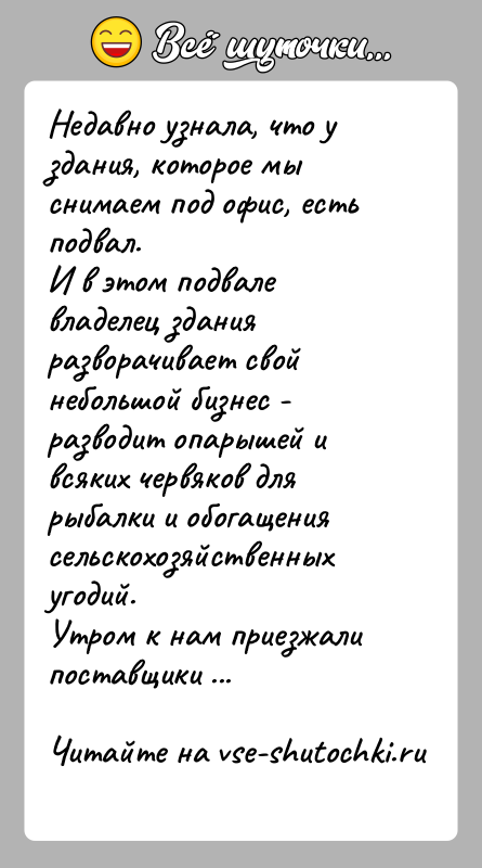 История: Недавно узнала, что у здания, которое мы снимаем под офис, есть подвал.И в этом подвале владелец здания разворачивает свой небольшой