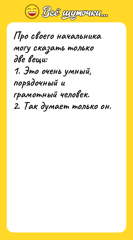 Про своего начальника могу сказать только две вещи:  