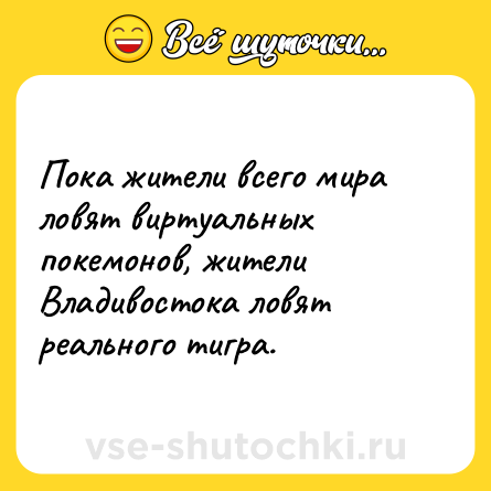 Шутка: Пока жители всего мира ловят виртуальных покемонов, жители Владивостока ловят реального тигра.