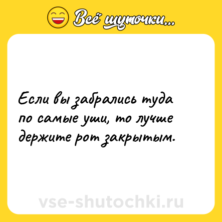 Шутка: Если вы забрались туда по самые уши, то лучше держите рот закрытым.