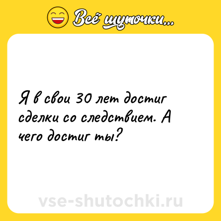 Шутка: Я в свои 30 лет достиг сделки со следствием. А чего достиг ты?