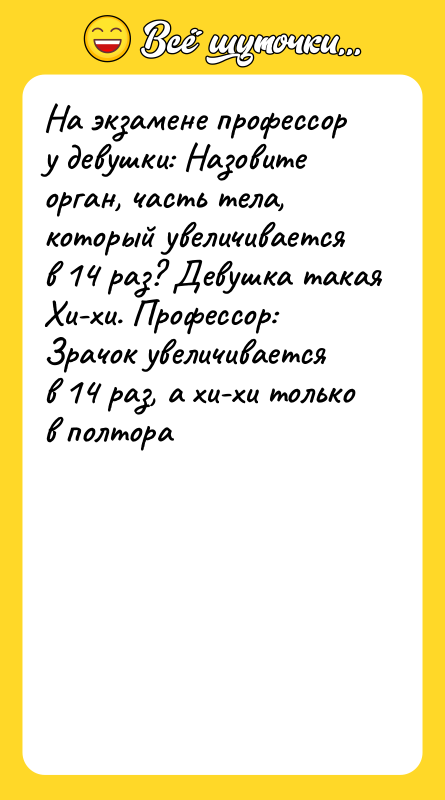 На экзамене профессор у девушки: Назовите орган, часть тела, который