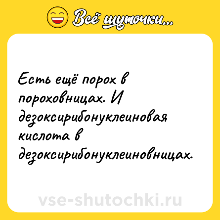 Шутка: Есть ещё порох в пороховницах. И дезоксирибонуклеиновая кислота в дезоксирибонуклеиновницах.