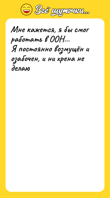 Мне кажется, я бы смог работать в ООН Я постоянно