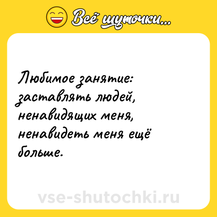 Шутка: Любимое занятие: заставлять людей, ненавидящих меня, ненавидеть меня ещё больше.