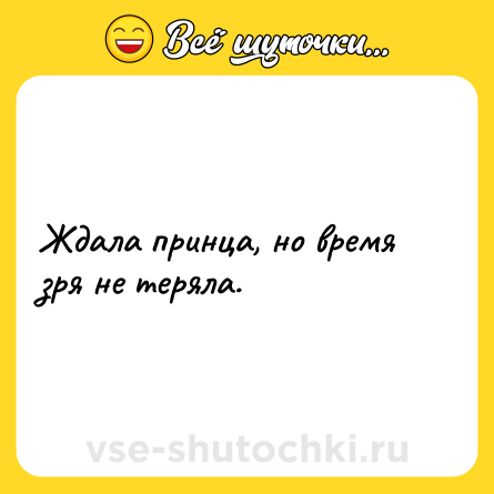 Шутка: Ждала принца, но время зря не теряла.