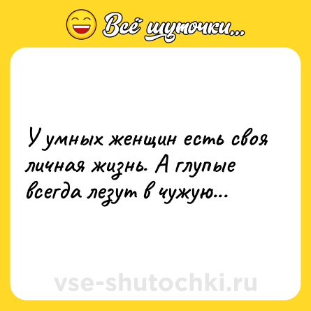 Шутка: У умных женщин есть своя личная жизнь. А глупые всегда лезут в чужую...