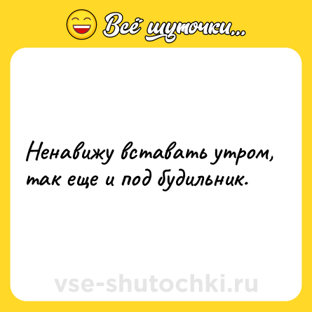 Шутка: Ненавижу вставать утром, так еще и под будильник.