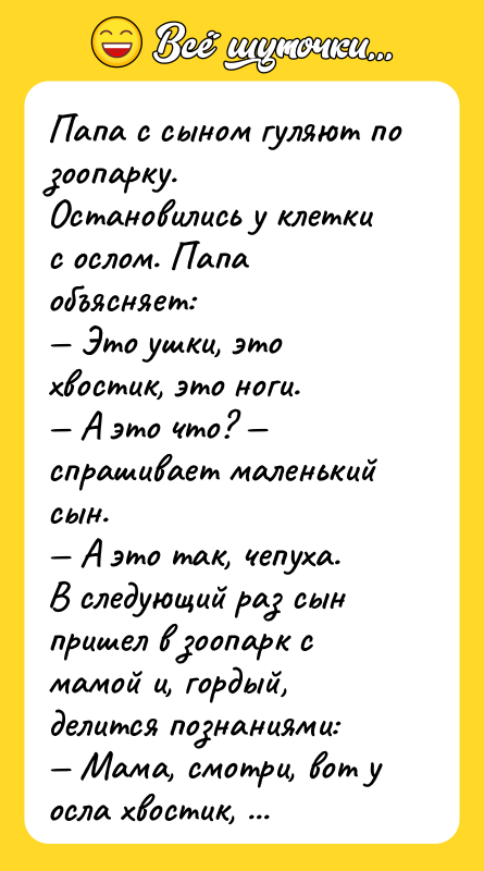 Папа с сыном гуляют по зоопарку. Остановились у клетки с