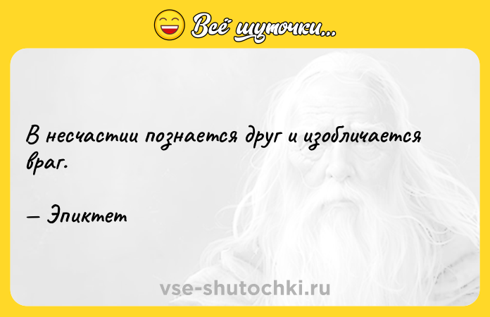 Цитата: В несчастии познается друг и изобличается враг. Эпиктет