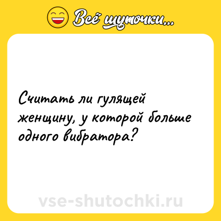 Шутка: Считать ли гулящей женщину, у которой больше одного вибратора?