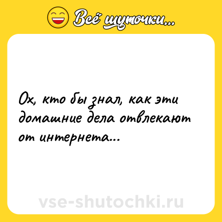 Шутка: Ох, кто бы знал, как эти домашние дела отвлекают от интернета...