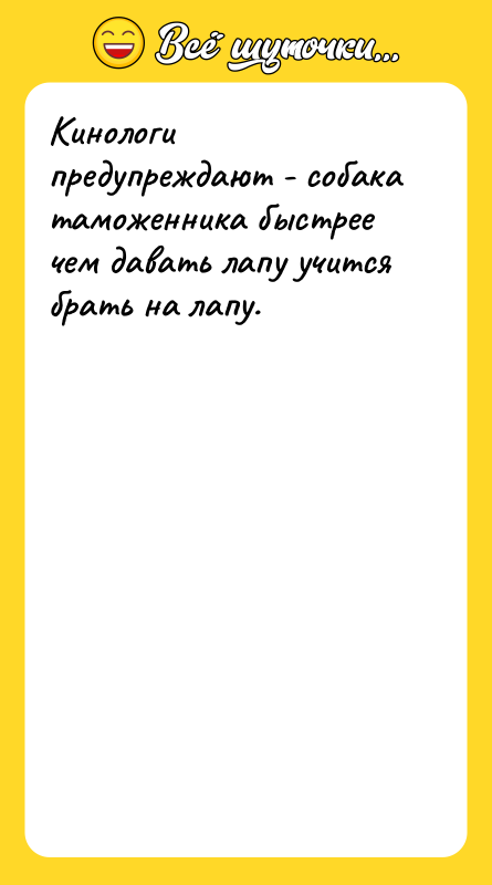 Кинологи предупреждают - собака таможенника быстрее чем давать лапу учится