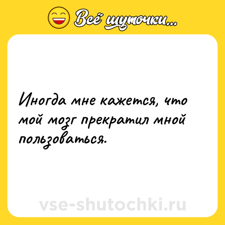 Шутка: Иногда мне кажется, что мой мозг прекратил мной пользоваться.