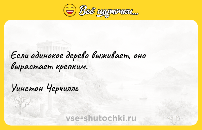 Цитата: Если одинокое дерево выживает, оно вырастает крепким.Уинстон Черчилль