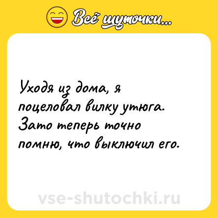 Шутка: Уходя из дома, я поцеловал вилку утюга. Зато теперь точно помню, что выключил его.
