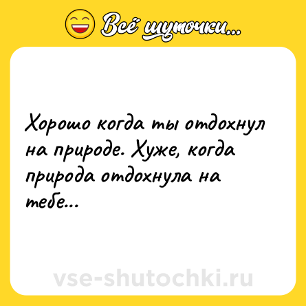 Шутка: Хорошо когда ты отдохнул на природе. Хуже, когда природа отдохнула на тебе...