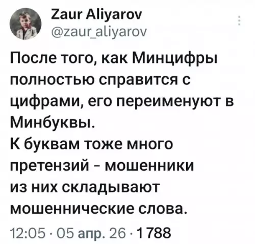 Шутка о Минцифрах и буквах