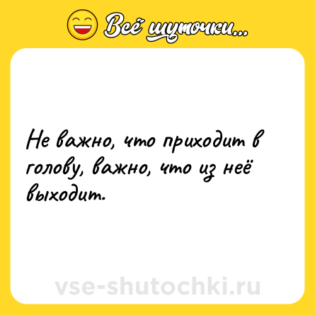 Шутка: Не важно, что приходит в голову, важно, что из неё выходит.