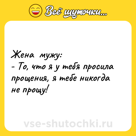 Шутка: Жена  мужу:<br>- То, что я у тебя просила прощения, я тебе никогда не прощу!