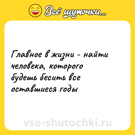 Шутка: Главное в жизни - найти человека, которого будешь бесить все оставшиеся годы
