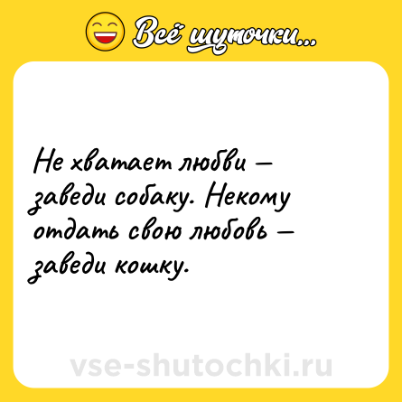 Шутка: Не хватает любви — заведи собаку. Некому отдать свою любовь — заведи кошку.