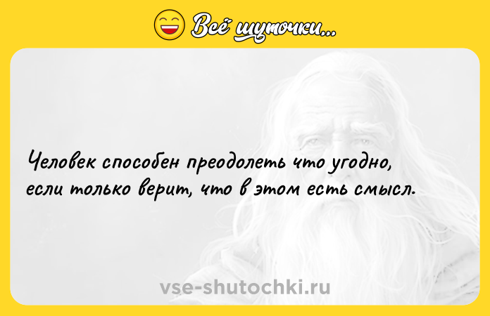 Цитата: Человек способен преодолеть что угодно, если только верит, что в этом есть смысл.