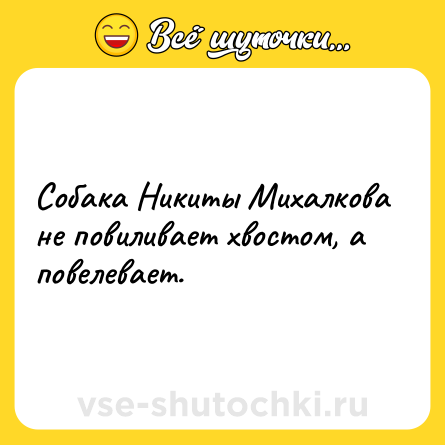 Шутка: Собака Никиты Михалкова не повиливает хвостом, а повелевает.