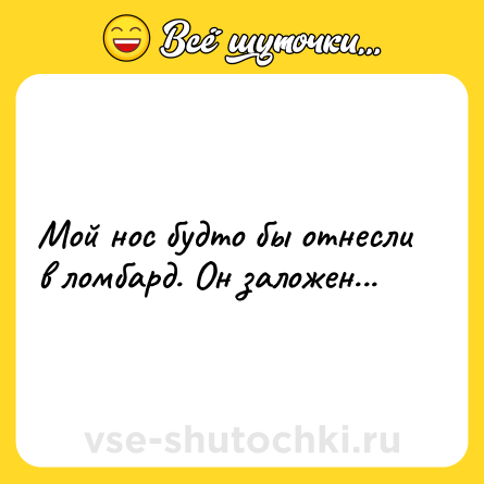 Шутка: Мой нос будто бы отнесли в ломбард. Он заложен...
