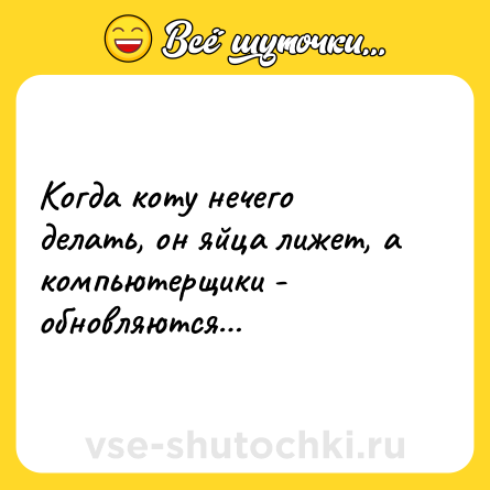 Шутка: Когда коту нечего делать, он яйца лижет, а компьютерщики - обновляются…