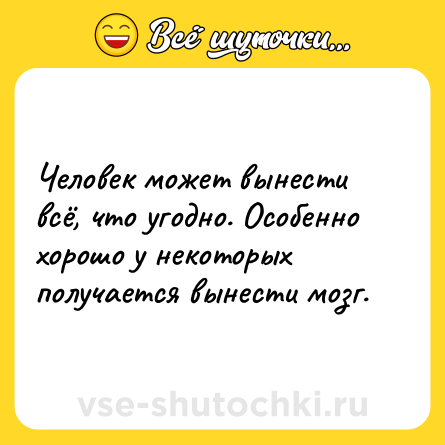 Шутка: Человек может вынести всё, что угодно. Особенно хорошо у некоторых получается вынести мозг.