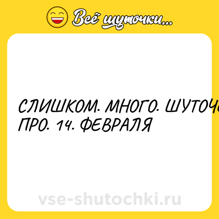 Шутка: СЛИШКОМ. МНОГО. ШУТОЧЕК. ПРО. 14. ФЕВРАЛЯ