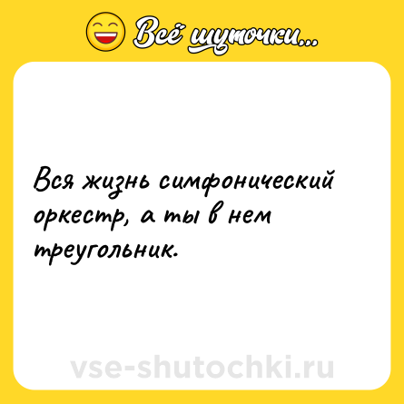 Шутка: Вся жизнь симфонический оркестр, а ты в нем треугольник.