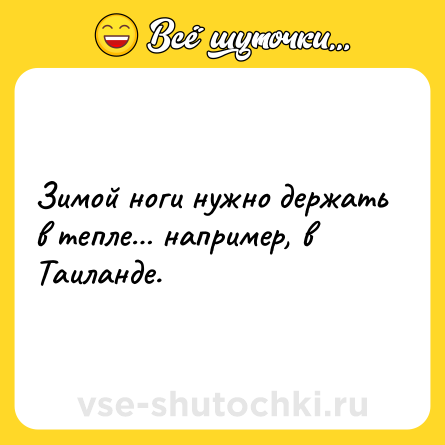 Шутка: Зимой ноги нужно держать в тепле… например, в Таиланде.