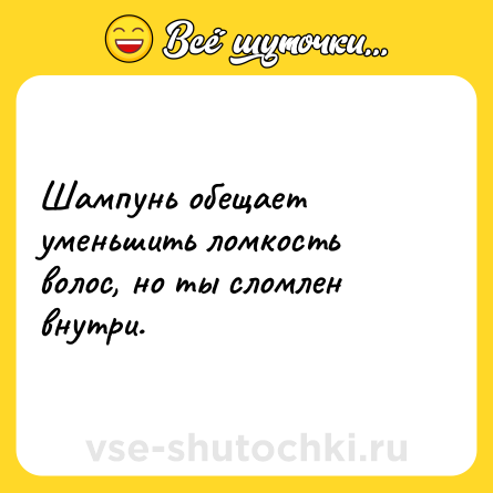 Шутка: Шампунь обещает уменьшить ломкость волос, но ты сломлен внутри.