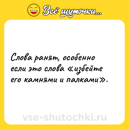 Шутка: Слова ранят, особенно если это слова «избейте его камнями и палками».