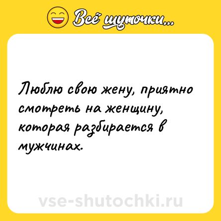 Шутка: Люблю свою жену, приятно смотреть на женщину, которая разбирается в мужчинах.